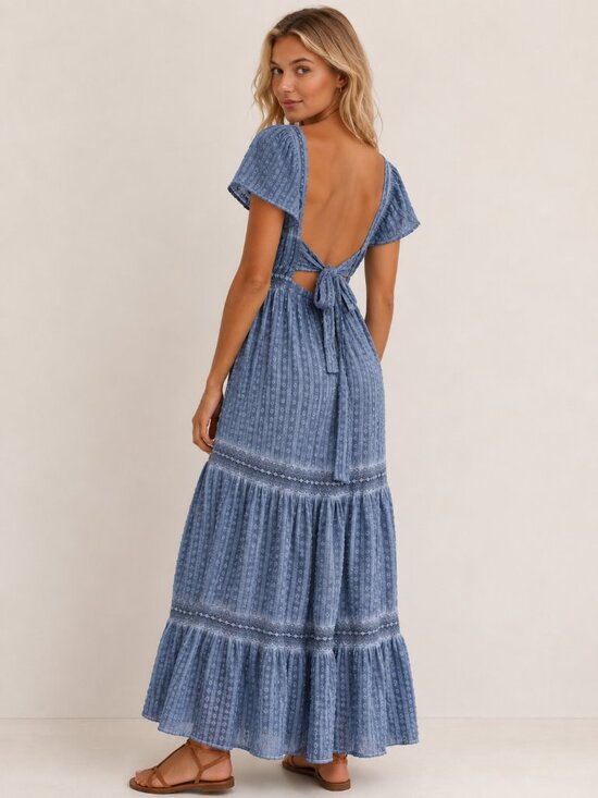 American Eagle Outfitters Dresses & Skirts - American Eagle Outfitters Light Blue Cotton Tiered Maxi Dress XL 54875